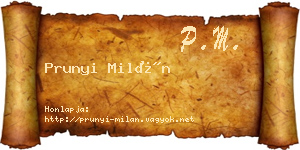 Prunyi Milán névjegykártya